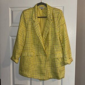 Fate Yellow Blazer Plaid Jacket Large